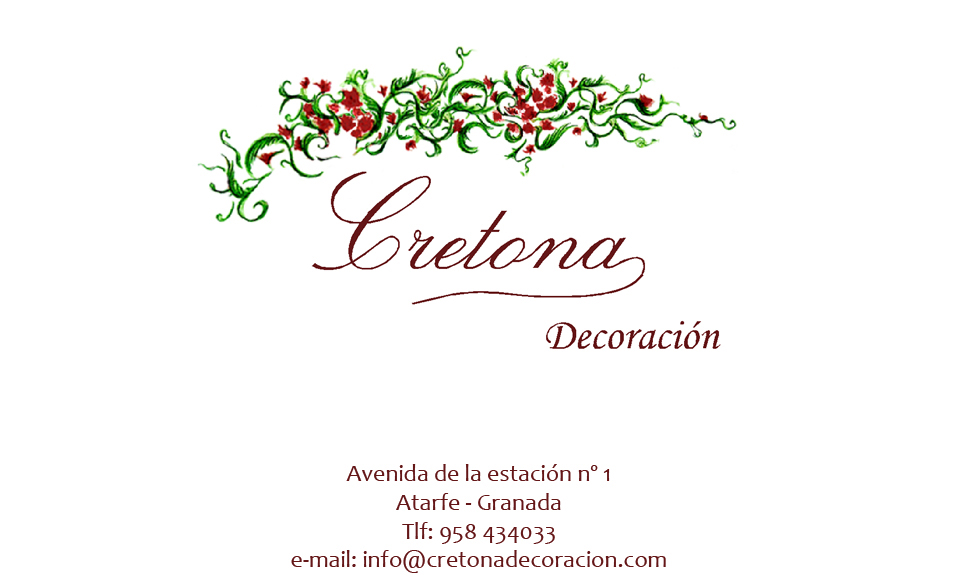 Cretona Decoración. Av. de la estación nº 1. Atarfe - Granada. Telefono 958 434033 info@cretonadecoracion.com